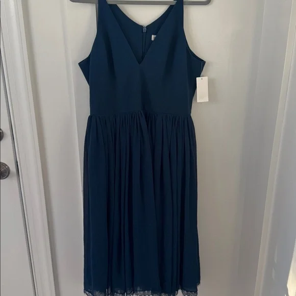 NWT Dress The Population Alicia Mixed Media Midi Dress In Peacock Blue Size  L - greenwatershopping.com